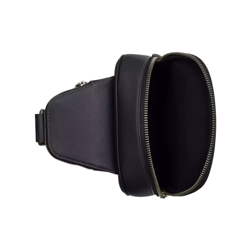 COACH ETHAN Iconic Denim With Smooth Calfskin One Shoulder Crossbody Sling Bags Small Size Men's Bronze & Midnight Navy-3