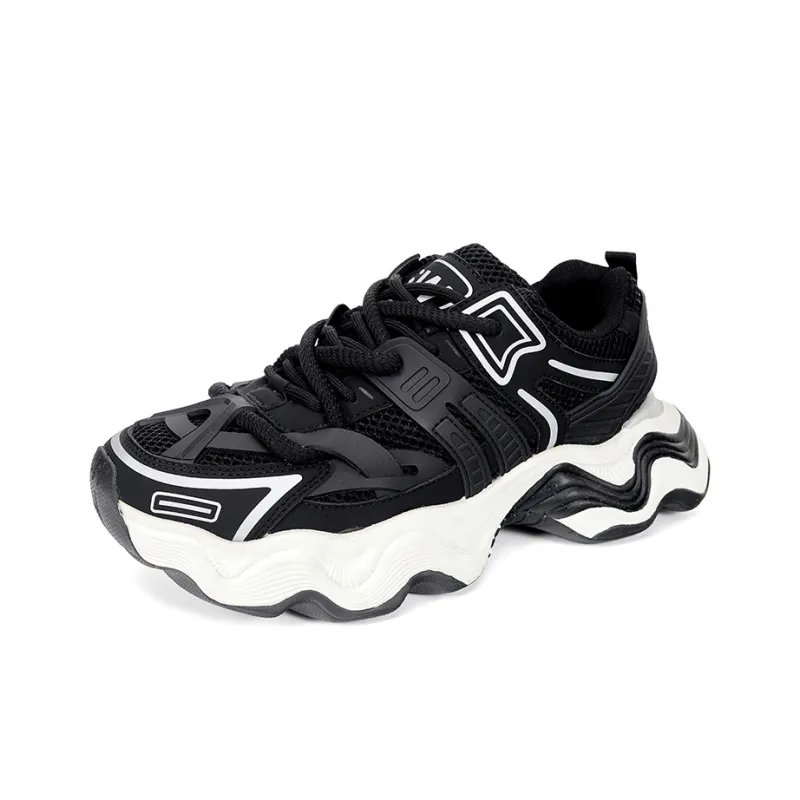 GNVA Paris Style Beige Trendy Shoes Fashion Hip Hop Style Trendy Shoes Breathable Low Top Chunky Sneakers Men's-13