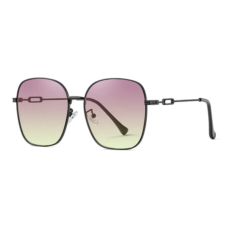 Thunder Pailong Metal Square Sunglasses Unisex Black/Gold-1