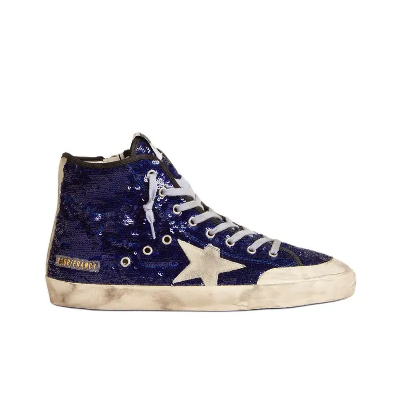 Golden Goose Francy High-Top Skateboard Shoes Men's Blue-1
