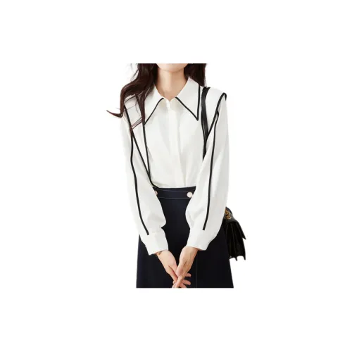 Korean style Chiffon Shirts Women's White