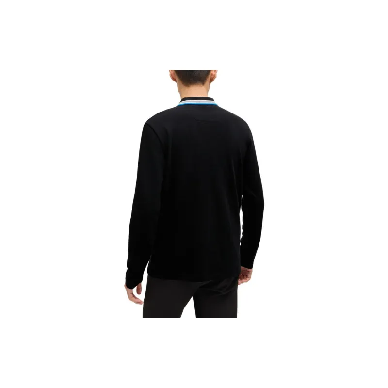 HUGO BOSS Logo Embroidered Long Sleeved Polo Shirt-3