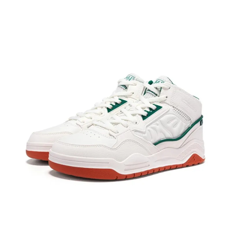 361° Anti Slip Wear Resistant Mid Top Skateboard Shoes Women's White Green-2
