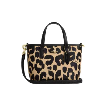 COACH City Coated Canvas Tote Bag Shopping Bag Shoulder Bag Crossbody Bag Handbag Mini Women's Leopard Print Multicolor