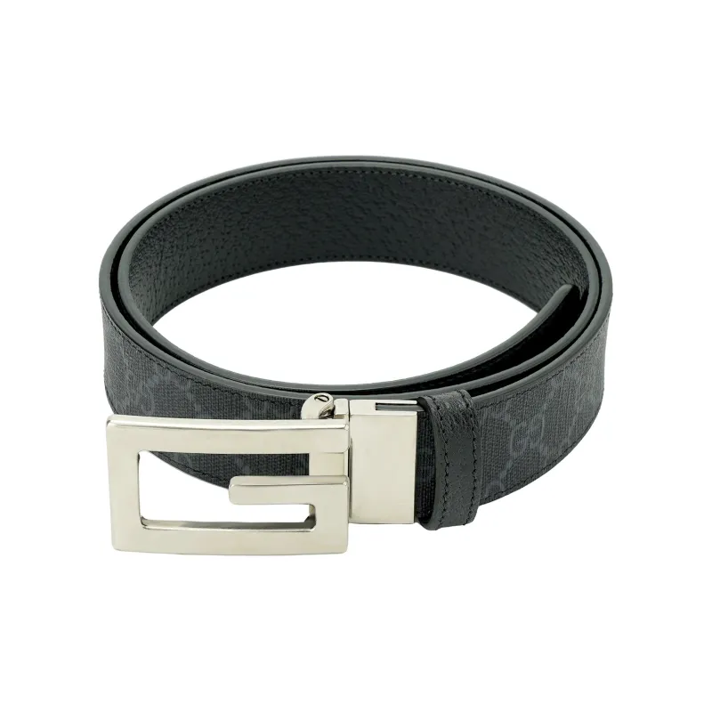 GUCCI Reversible Belt With Square G Buckle Gg Supreme-2