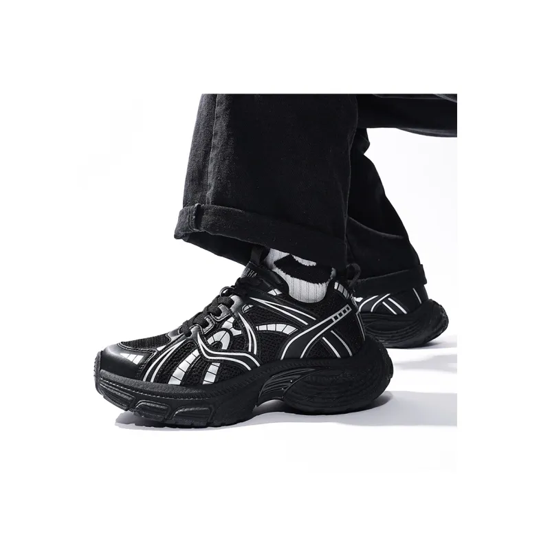 CEDAR HAN Chunky Sneakers Unisex Low Top Black-8