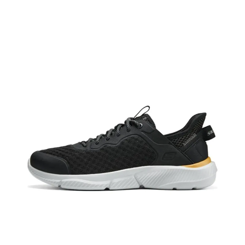 Skechers Cushioning Moisture Wicking Low Top Casual Running Shoes Men's Black-4