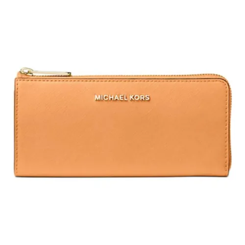 MICHAEL KORS Jet Set Saffiano Leather Wallet Large Size Women's Light Orange