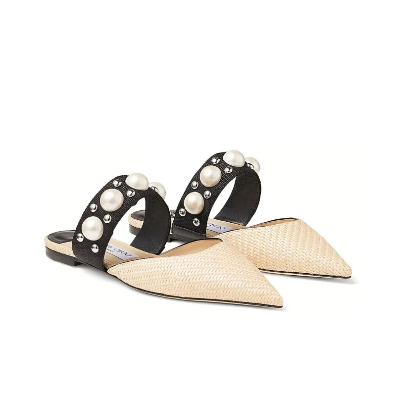 Jimmy Choo Basette Women's Casual Shoes Women's Beige White Black-2