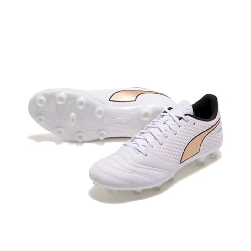 PUMA King Mirai Anti Slip Wear Resistant Soccer Shoes Unisex White-4