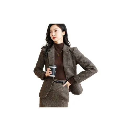 MISSSHINE Business Suit Women's Coffee