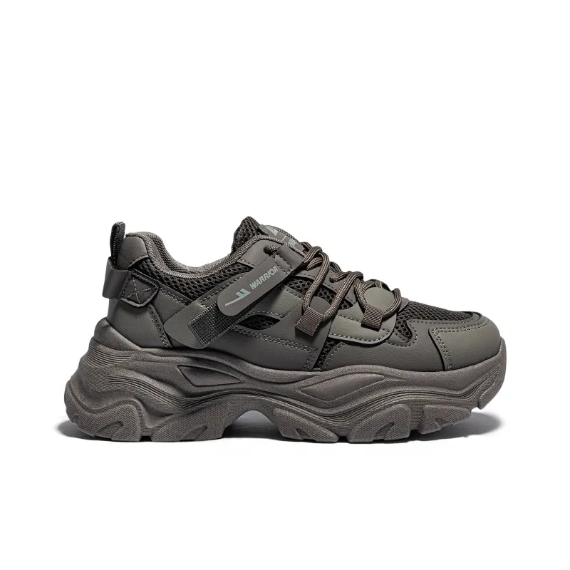 Warrior Height Enhancing Wear Resistant Lightweight Low Top Chunky Sneakers Women's Olive Green-1