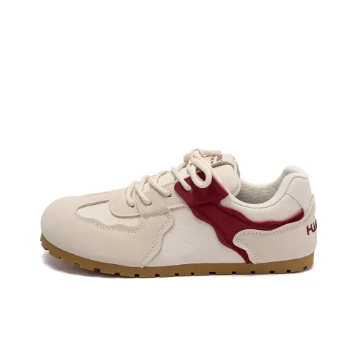 HUANQIU Casual Shoes Women's Low-Top Beige/Burgundy