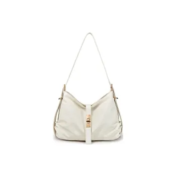 DISSONA Cow Leather Handbag, Shoulder Bag Women's Black/White