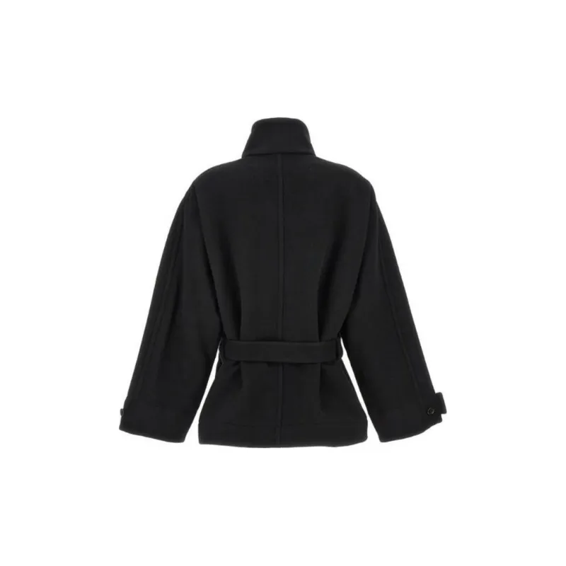 Lemaire Short Bathrobe Duffle Coat 'Black'-1