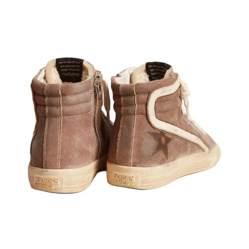Golden Goose Slide High-Top Skateboard Shoes Men's Brown-3