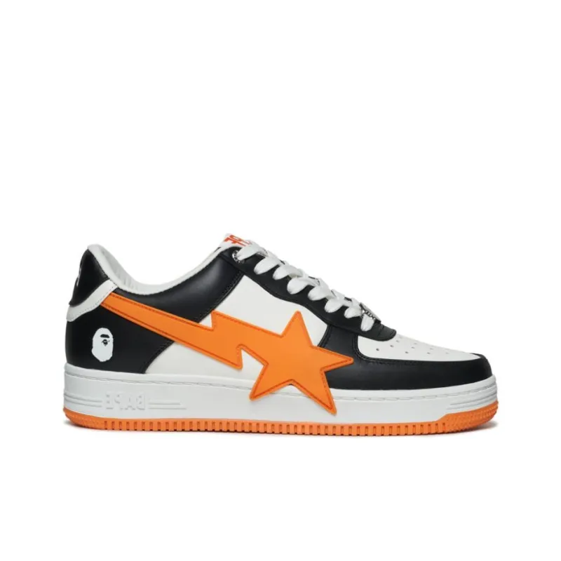 A BATHING APE Low Top Skateboard Shoes Unisex Black Orange-1