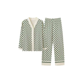 CAIHENGTONG Pajama Set Women's Full Coverage Small Green Floral