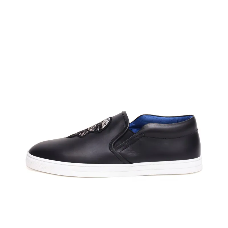 FENDI Low Top Stylish Skateboarding Shoes With Round Tips Men's Black-0