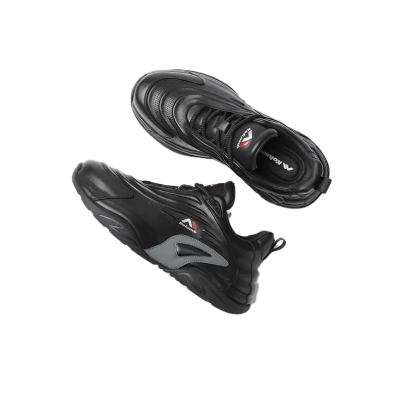 KOLUMB Slip Resistant Breathable Low Top Chunky Sneakers Men's Black Gray Color-1