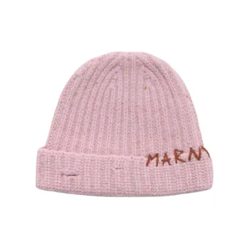 MARNI Logo Embroidered Ribbed Beanie