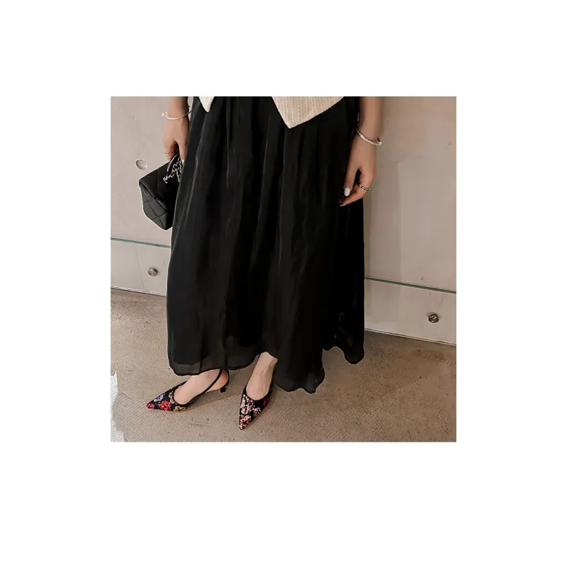 FLOWERSKAM One Strap Sandals High Heel Women's Black-2