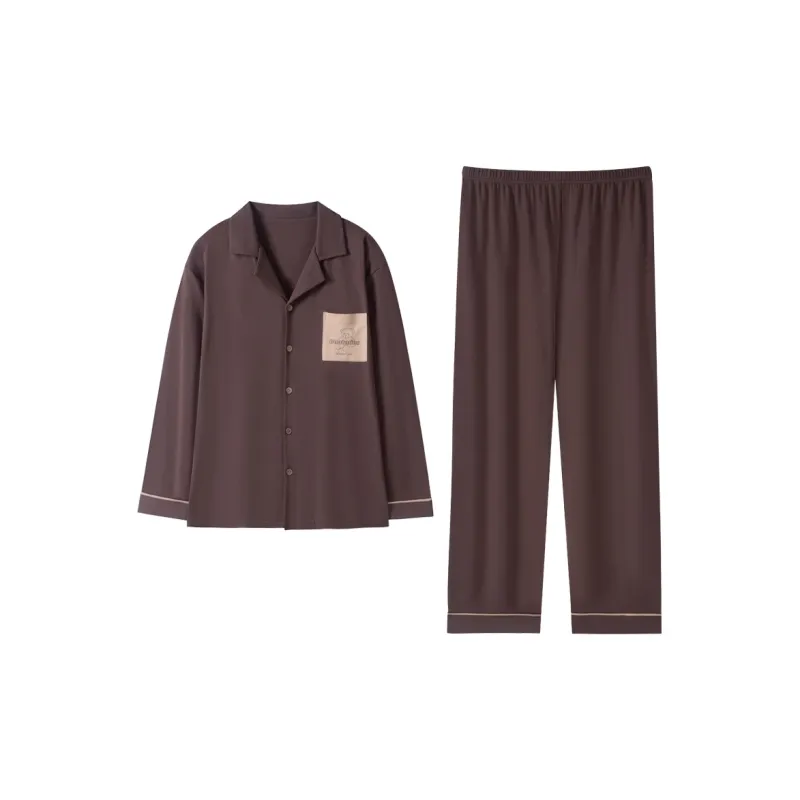Dream Heart Pajama Set Men's Brown-0
