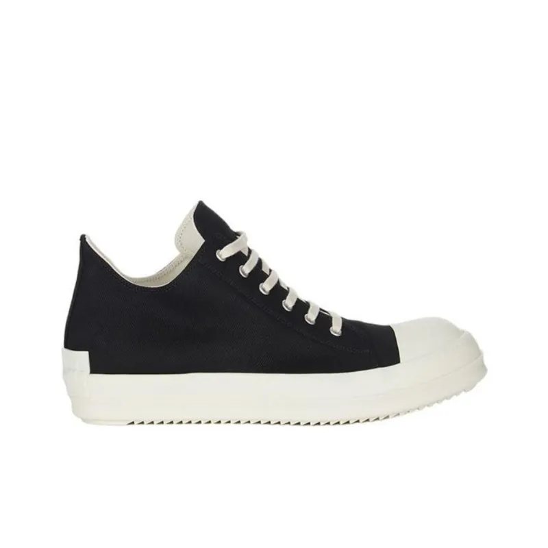 Rick Owens DRKSHDW Porterville Mid Top Canvas Shoes Men's Black-1
