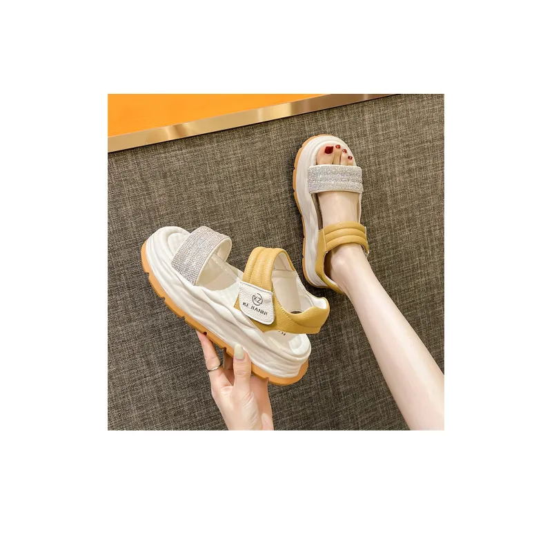 KEJIANNI Beach Sandals Women's White/Yellow-14