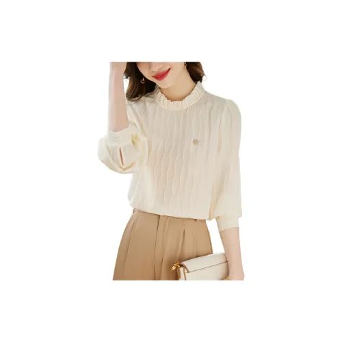 Korean style Chiffon Shirts Women's White