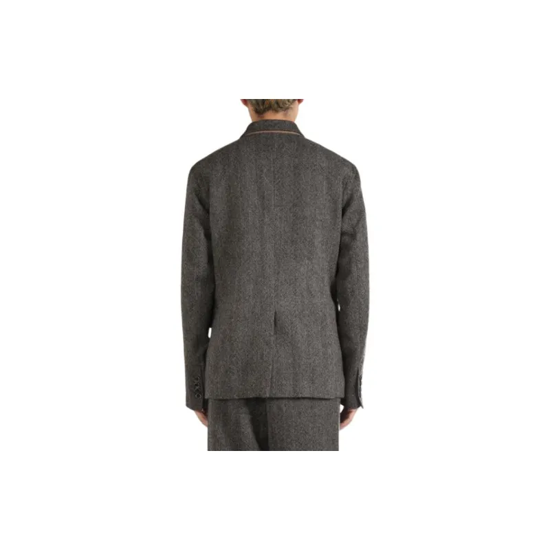 UMA WANG Sydney Newspaper Herringbone Jacket-1