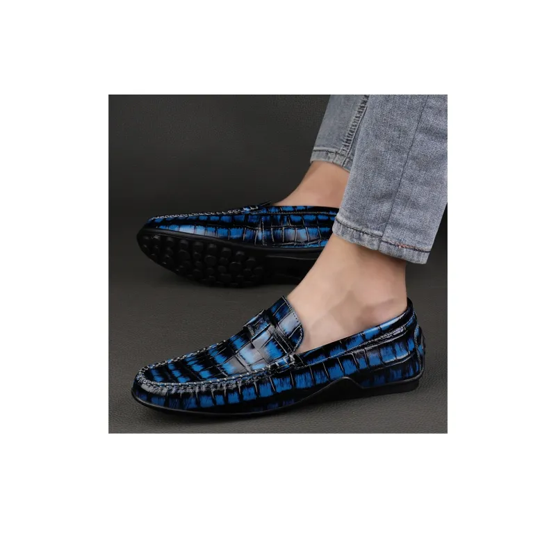 CKVUSAMG Gommino Loafers Unisex Black/Blue-4