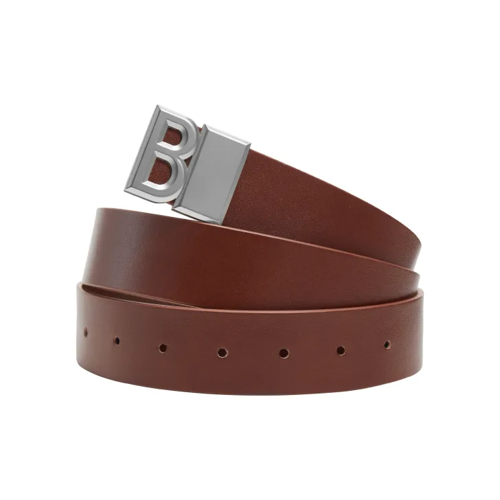 BLACKHEAD Head B Block Buckle Decoration Cow Leather Belts Unisex Width 3.5cm-3