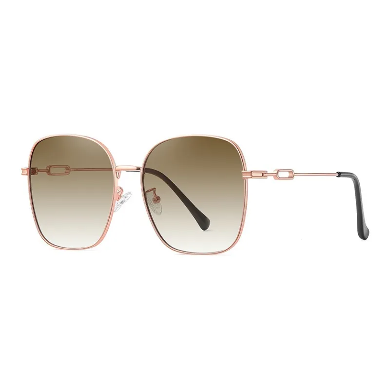 Thunder Pailong Metal Square Sunglasses Unisex Black/Gold-2