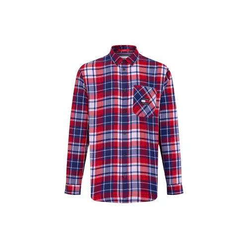 Tommy Hilfiger Shirts Men Red/White Blue Plaid Pattern