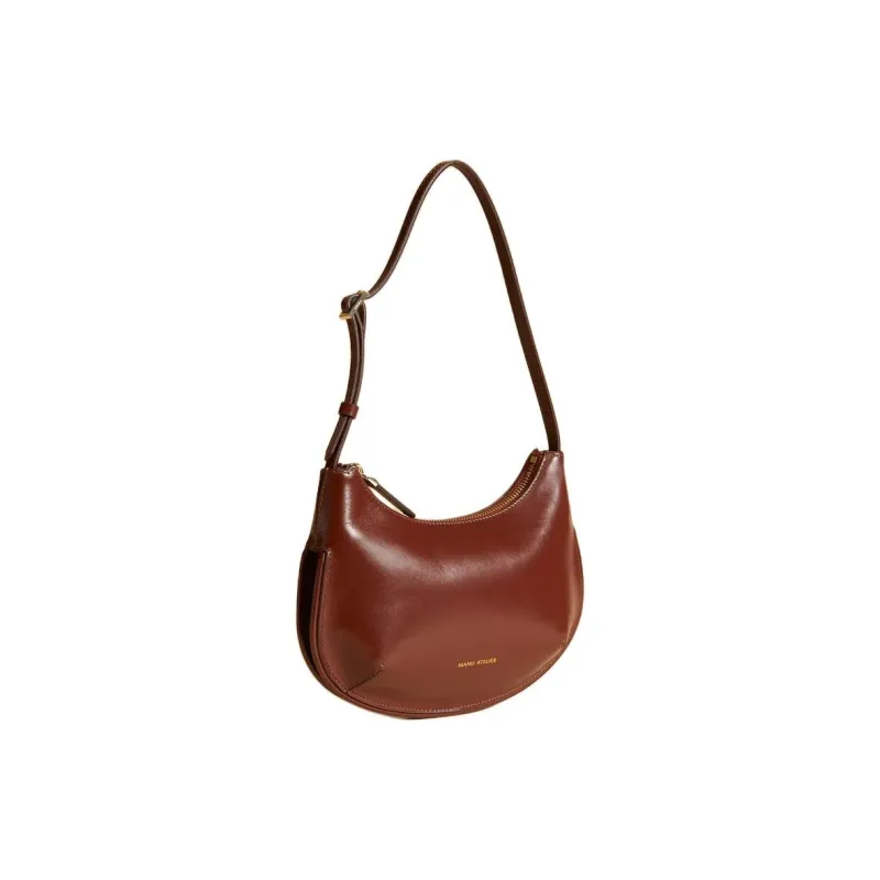 Manu Atelier Soft Calfskin Handbag, Shoulder Bag Women's Brown-1