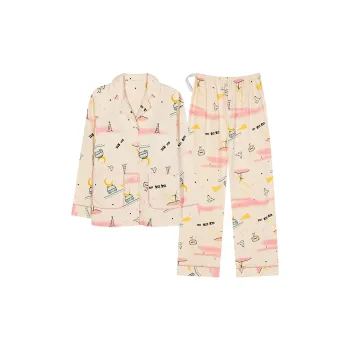 Follow The United States Pajama Set Women's Ecru