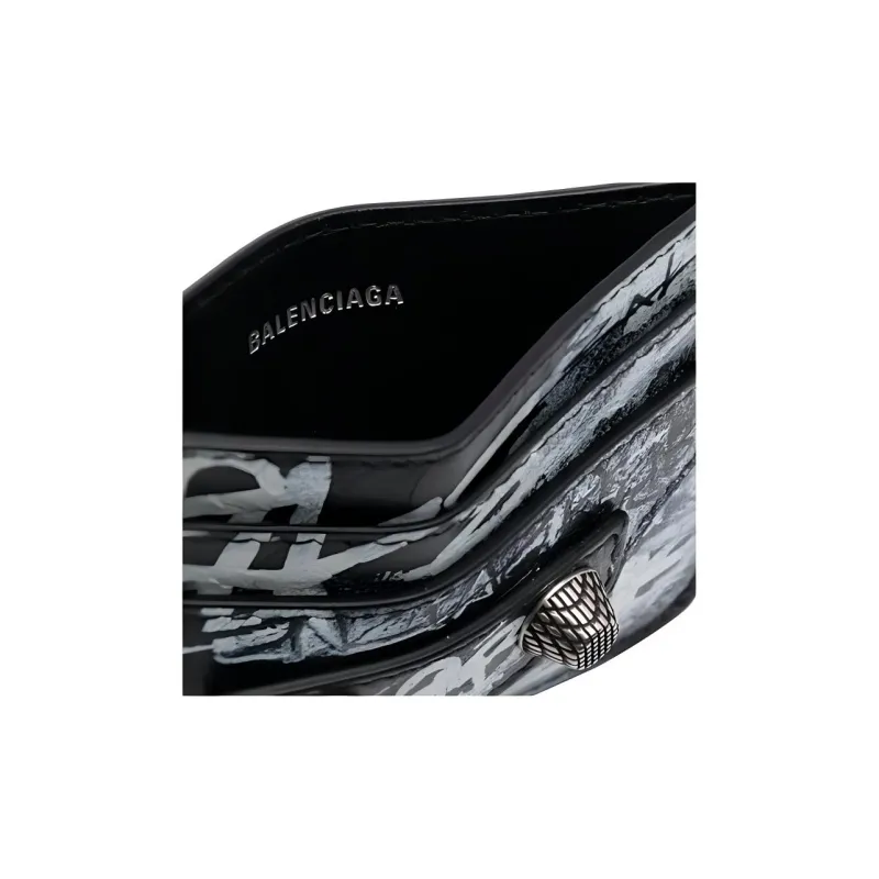 Balenciaga Le Cagole Calfskin Card Holder Women's Black/White-3