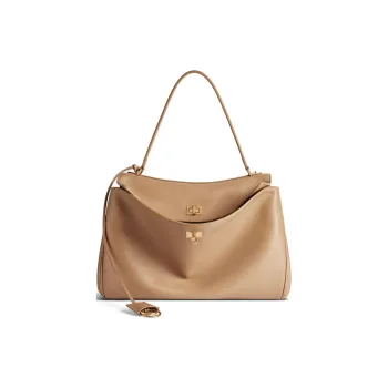 Balenciaga Smooth Cow Leather One Shoulder Handbags Medium Size Women's Latte