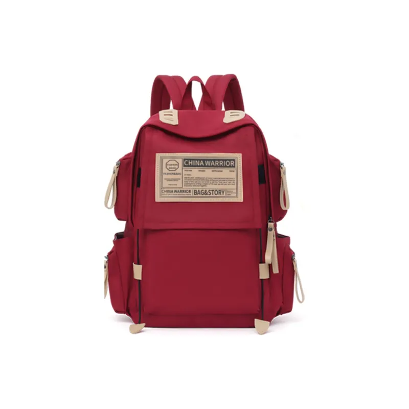 Warrior Nylon Backpack Large Size Unisex Fashion Burgundy/White/Black-17