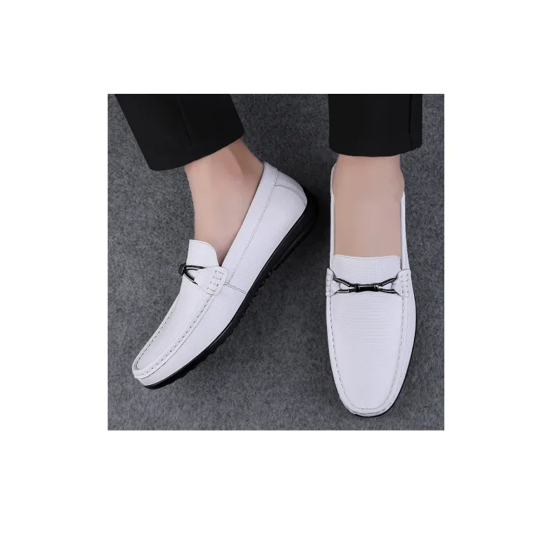 Bull charm Gommino Loafers Men White-10