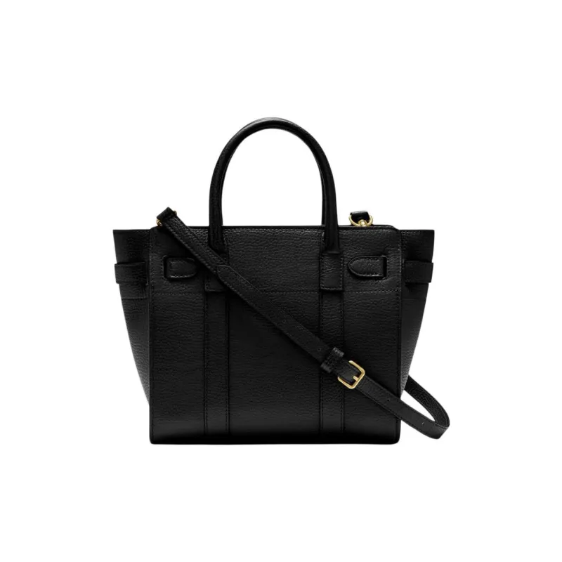 Mulberry Grain Leather Crossbody Handbag Women's Black-4