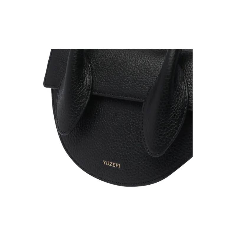 YUZEFI Calfskin Shoulder Bag, Crossbody Bag, Handbag Women's Black-3
