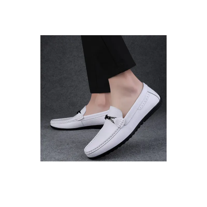 Bull charm Gommino Loafers Men White-9