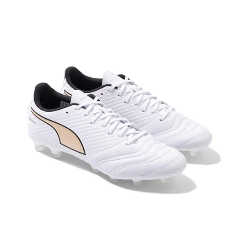 PUMA King Mirai Anti Slip Wear Resistant Soccer Shoes Unisex White-2