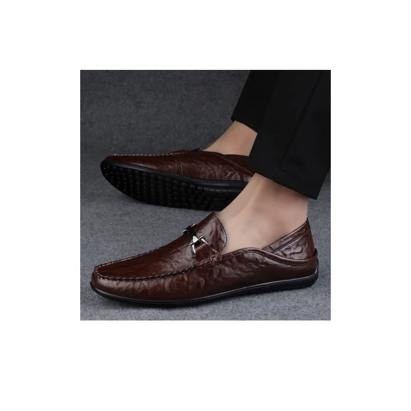 King Jinmai Gommino Loafers Men Black/Dark Brown-19