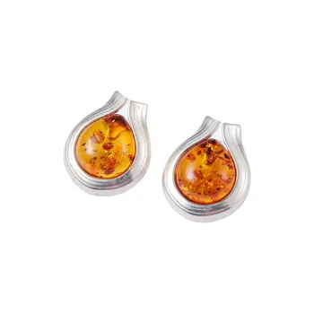 S&A S925 Silver With Amber Stud Earrings Women's