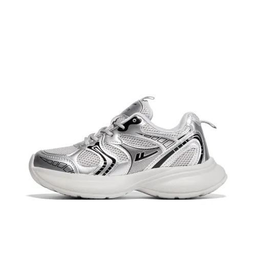 Warrior Height Enhancing Wear Resistant Lightweight Breathable Low Top Chunky Sneakers Women's Silver Black
