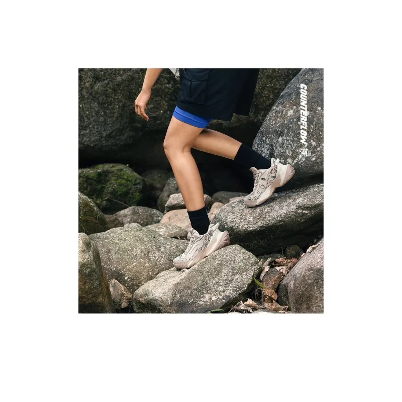 LiNing CF Hiking 3 Cushioning Wear Resistant Low Top Casual Shoes Unisex Beige White Black-8