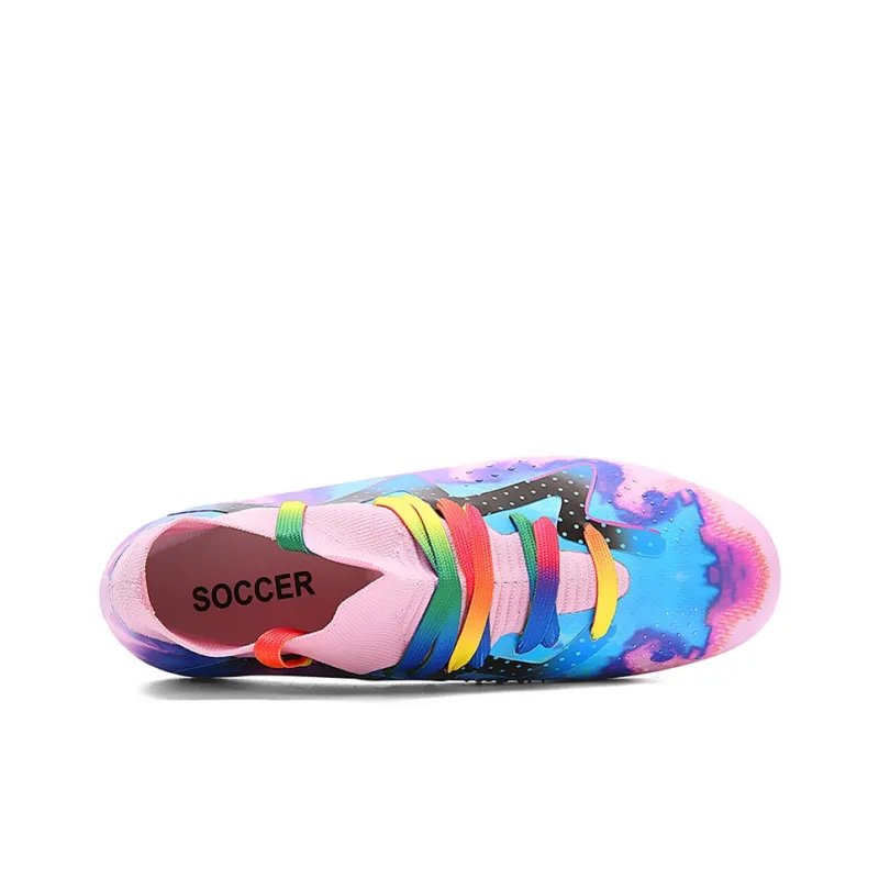 VAKY AG Rubber Short Studs TF Rubber Broken Studs Soft Ground Anti-Slip Wear-Resistant Soccer Shoes Unisex Pink-2